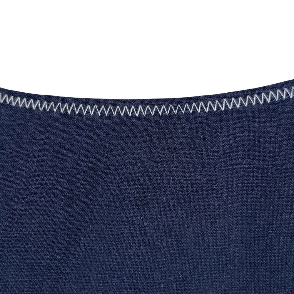 Nic+Zoe Linen Blend Bell Sleeve Blouse Navy Size XL